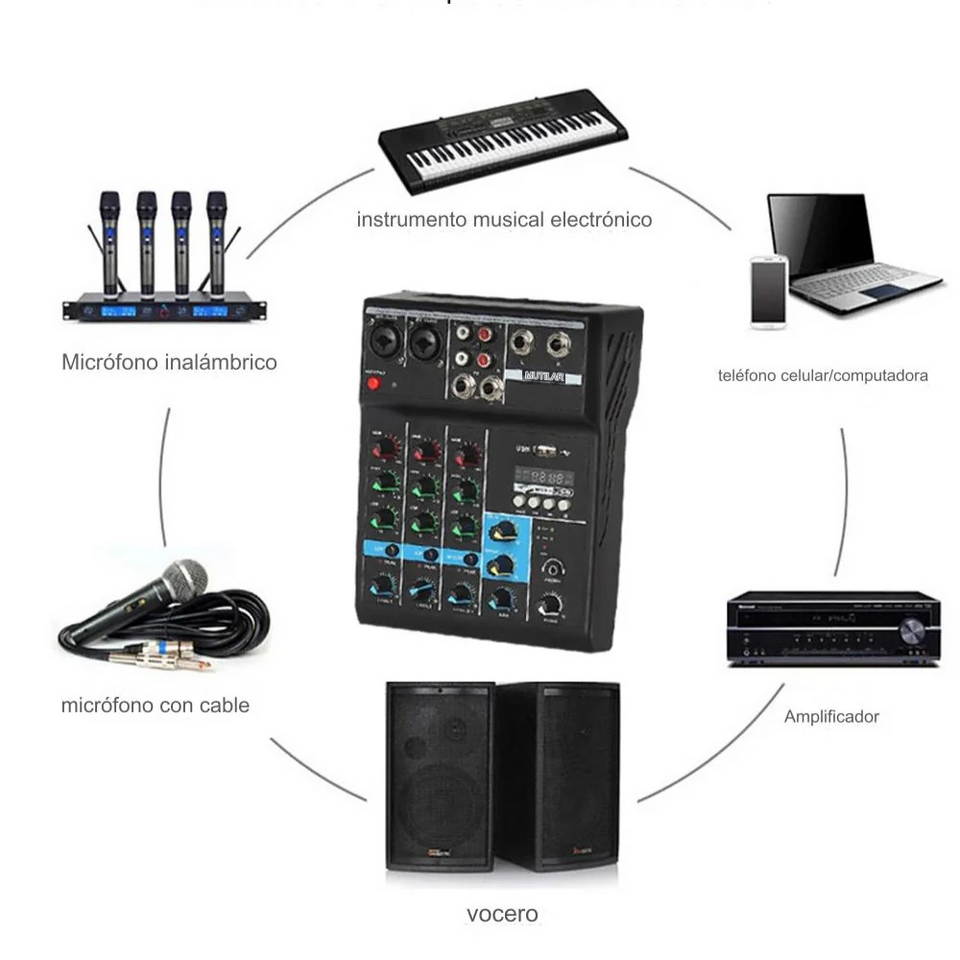 Consola de Sonido Profesional 4 Canales mixer