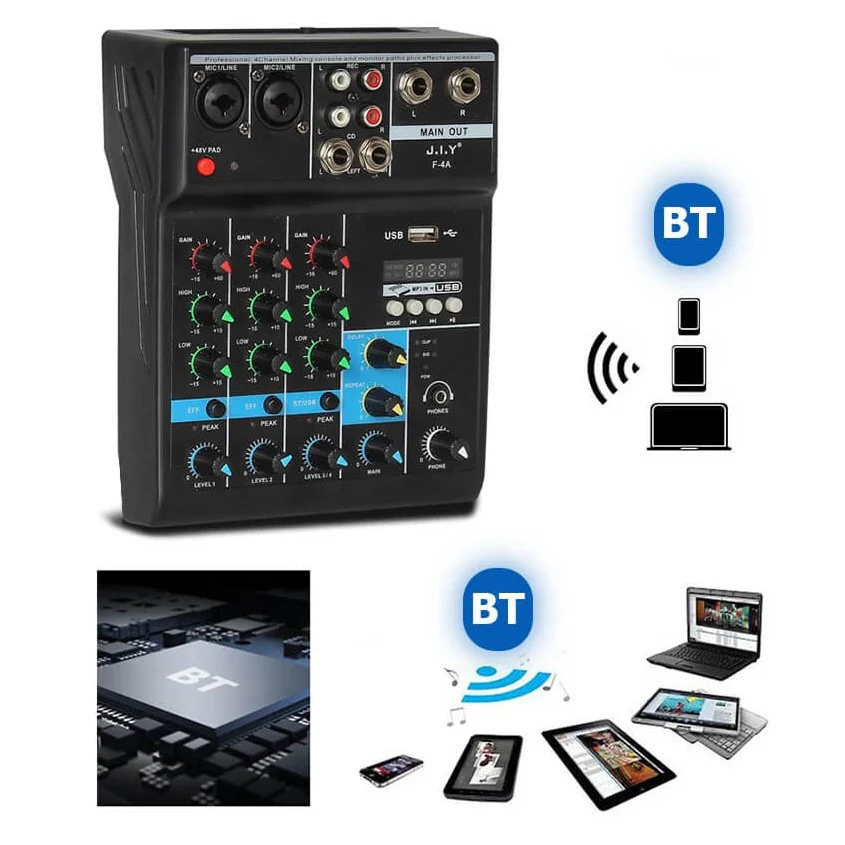 Consola de Sonido Profesional 4 Canales mixer