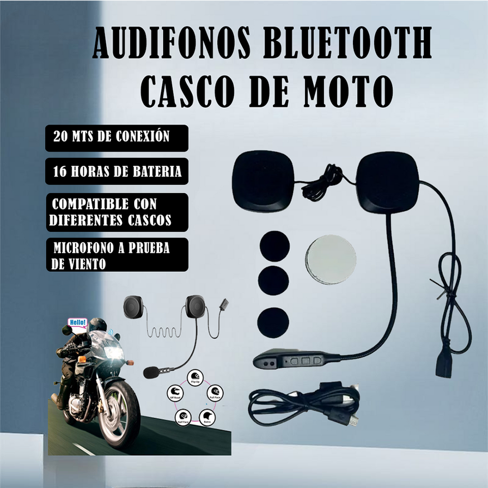 Audífonos Bluetooth Con Micrófono Para Casco