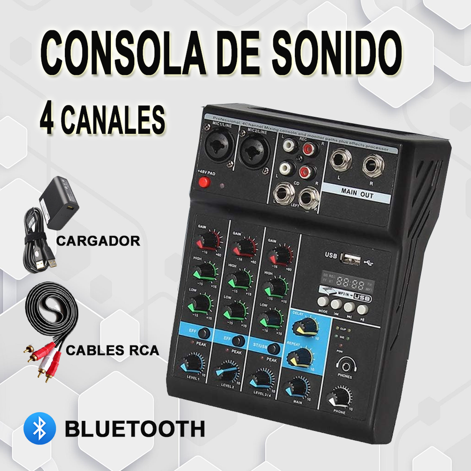 Consola de Sonido Profesional 4 Canales mixer