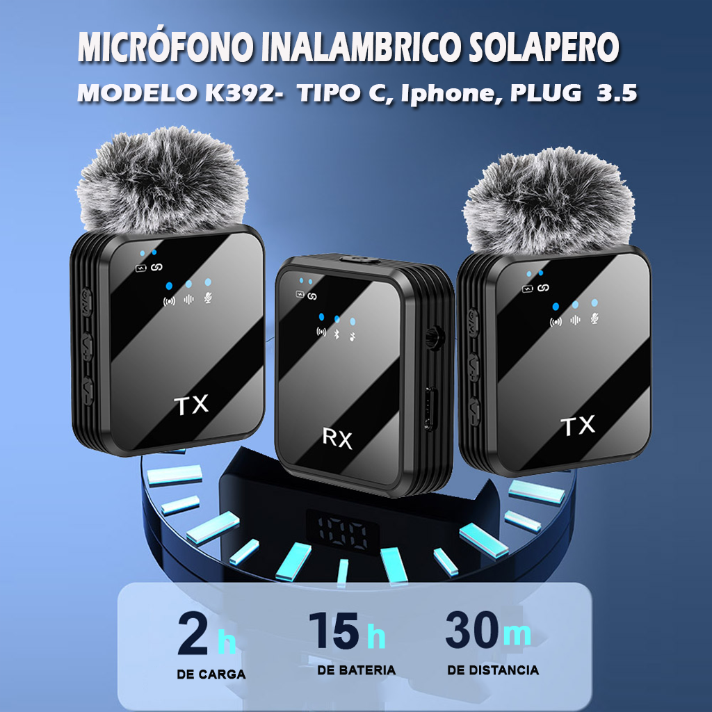 Micrófono Solapero con Receptor de 3 Conectores y 2 Micrófonos 🎤