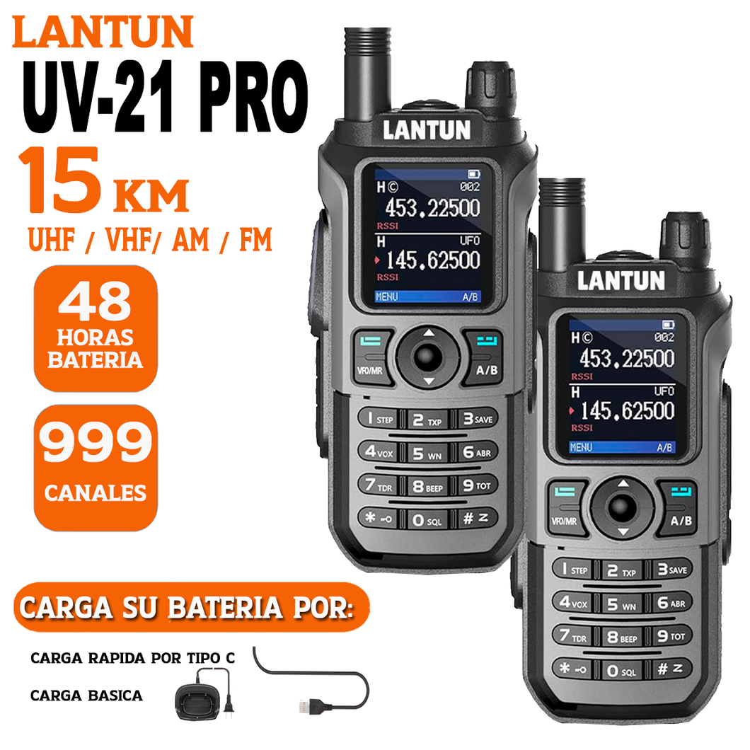 Radio Walkie Talkie UV 21 PRO - alcance 15km