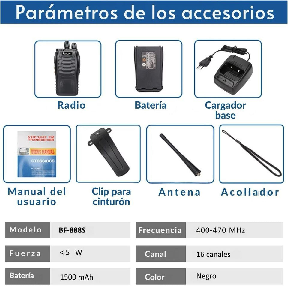 Radio walkie Talkie LANTUN ST B888S (2 Radios) Alcance 4 Km