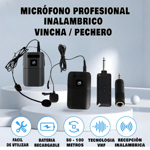 Microfono Profesional Inalambrico tipo vincha/pechero