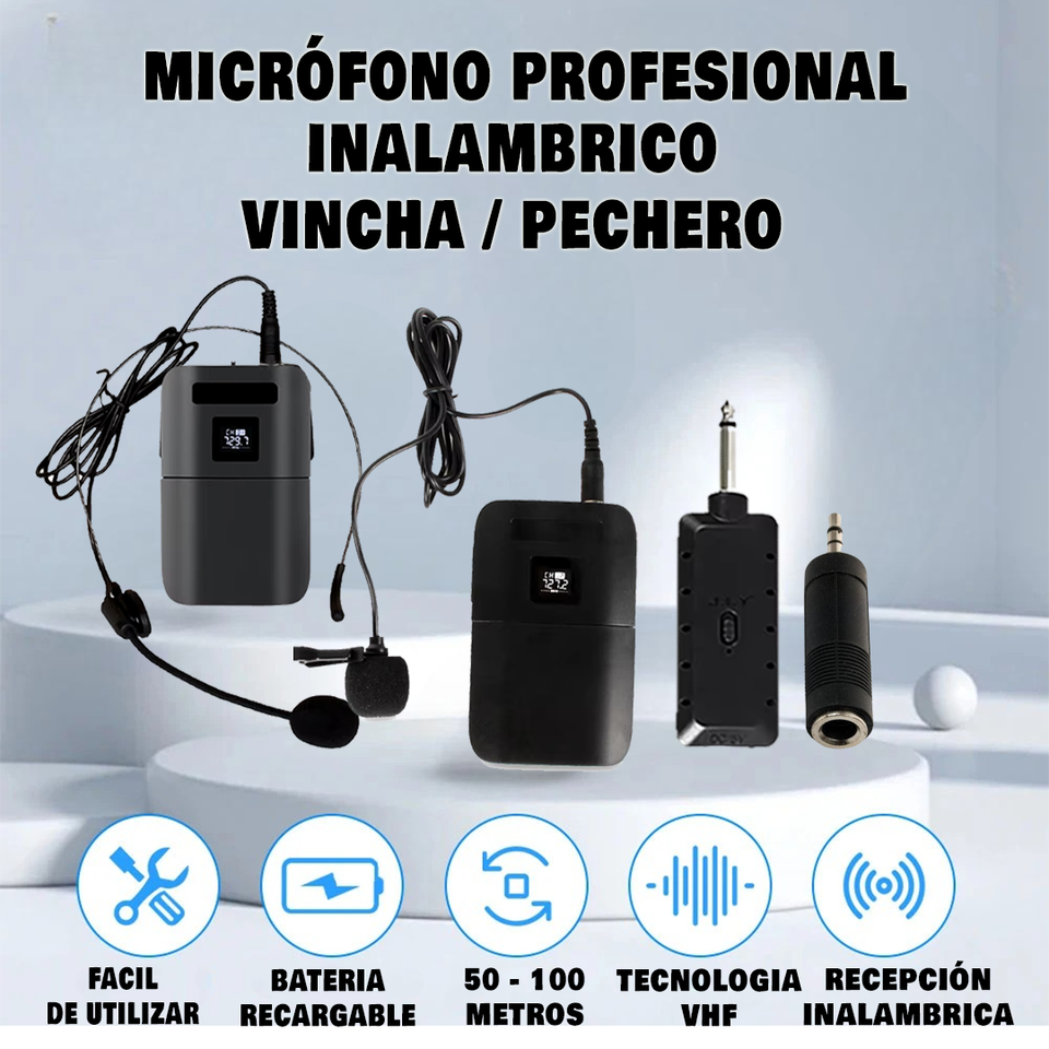 Microfono Profesional Inalambrico tipo vincha/pechero